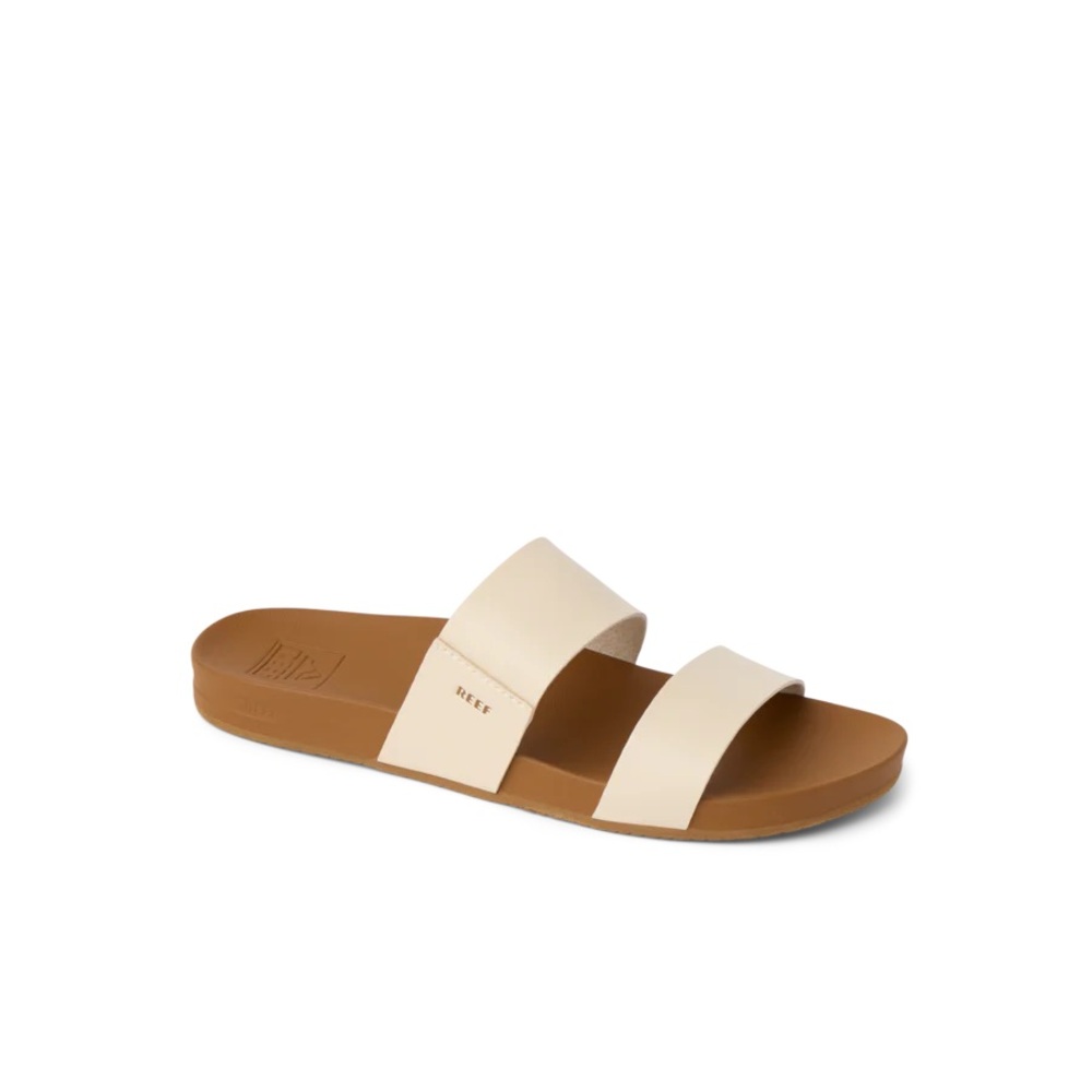Reef Women's Tan and Cream Slide Sandals